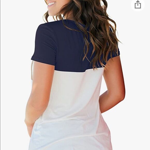 Amazon Faux Suede Pocket Color Block Tee Sz L - Picture 2 of 12